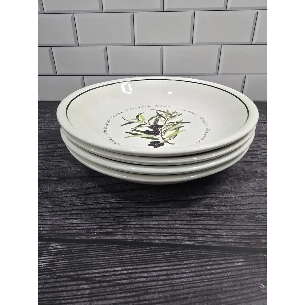 Williams Sonoma WSO20 Olea Europaea Pasta Bowls Set of 4 + 1 FREE Cracked Bonus